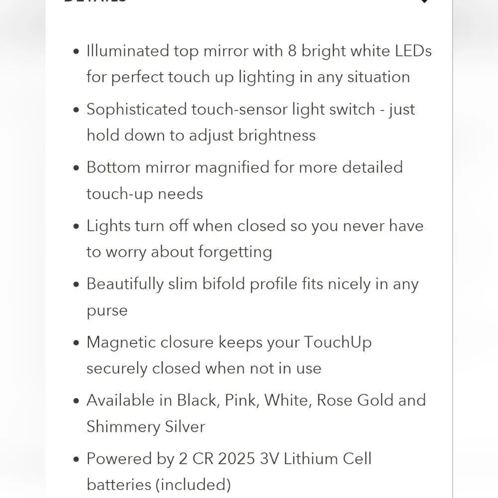 Impressions TouchUp Dimmable LED Compact Mirror- Black